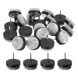 uxcell Nail-on Furniture Sliders, 32Pcs Nail-on Felt Pads Round Chair Table Feet Pads Chair Leg Floor Protectors for Hardwood Floors (Black, 22mm/0.87")