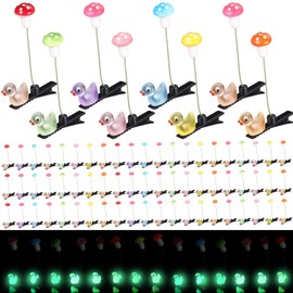 Tigeen 100 Pcs Duck Hair Clip with Bean Sprout and Mushroom Glow Rave Sprout Trinkets Hairpins Funny Festival Hair Accessories Plant Flower Barrettes Headwear for Women (Duck,Mushroom)