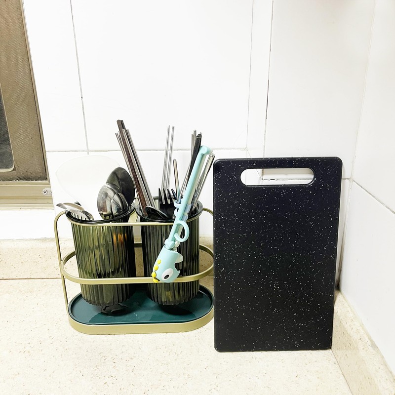 Vagocom 2Pcs Small Plastic Chopping Boards,Black Granite Color Cutting Board