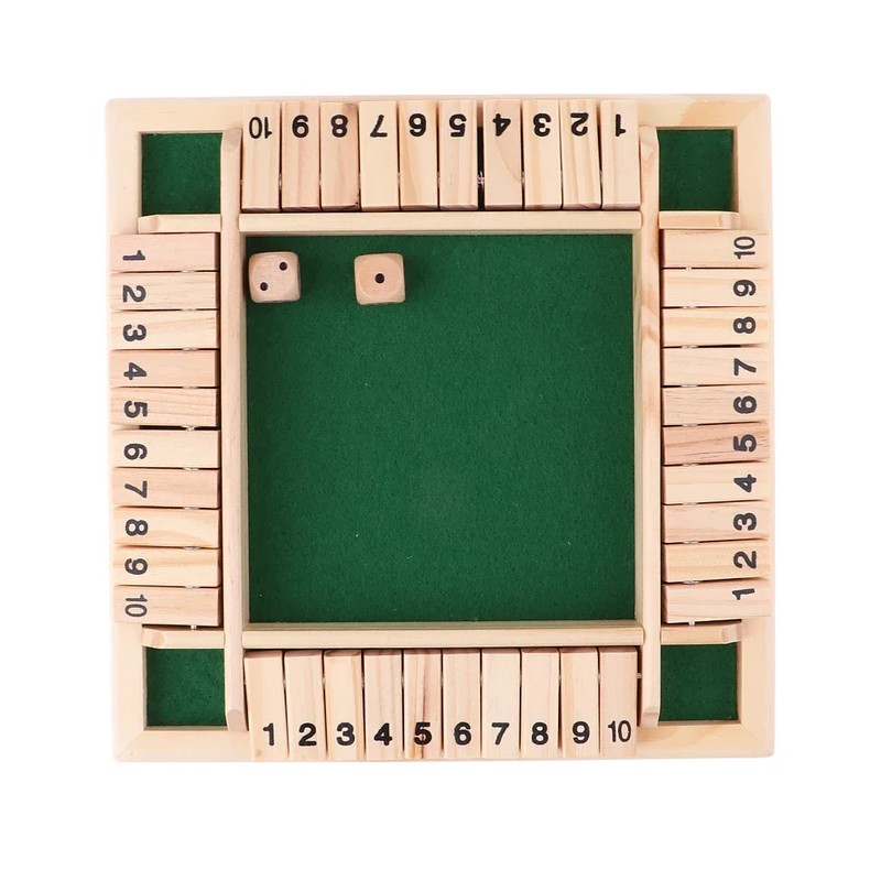 Wooden Shut the Box Dice Game for Family Game Nights
