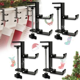 TGLIFEVER Christmas Garland and Stocking Hangers for Mantle, Adjustable 2 in 1 Mantel Stocking Holders with Foldable Double Hooks, Heavy Duty No Drill Fireplace Garland Hooks for Xmas Home Decoration