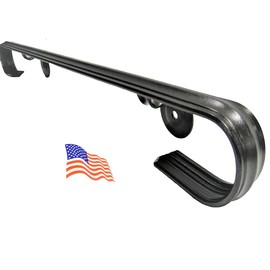 Kenosha Iron 5 Ft Wrought Iron Handrail Railing, Wall Mounted 4-5 Steps Metal Handrails for Outdoor-Indoor Stairs, Made in America, Interior Exterior Installation Hardware Included - Black Metallic