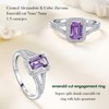 RANDES Purple Stone Ring 925 Sterling Silver Emerald Cut Ring