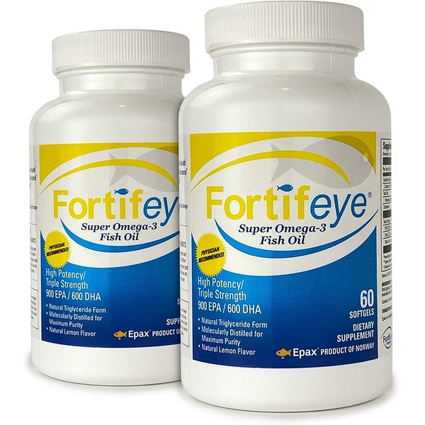 Fortifeye Vitamins Super Omega-3 Fish Oil, Lemon Flavor, Natural Triglyceride, 900 EPA / 600 DHA Per Serv. - 60 Day, 120 Softgel Capsules