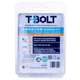 T-Bolt Plasterboard Fixing - Picture Hanging Kit 4 Pack - Holds up to 65kg per Fixing! [Plasterboard] [Drywall] [Cavity Wall] [Heavy Duty] [Drill]