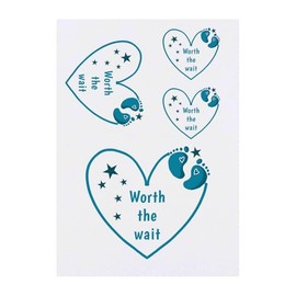 4 x 'Worth The Wait Boy' Temporary Tattoos - Water Resistant, Skin-Safe, Non-Toxic Transfers, Mixed Sizes (TO00084680)