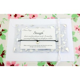 Lucor Inspirational Gift,Strength Positive Thinking Gift,Encouragement Gifts,Heart Wish String Bracelet,Inspirational Quote Friendship Gift(Black)