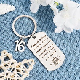 Nurplexl 16th Birthday Gifts Girl Boys,Sweet 16 Gifts For Girls,Gifts For Teenage Girls Boys,Inspirational Keychain,Birthday Keyring Gifts For Daughter Son Grandchild Sister Christmas Graduation