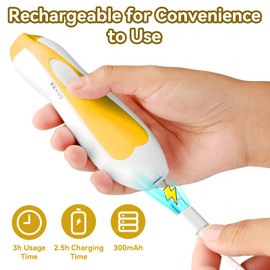 Baby Nail Trimmer Electric, 6 in 1 Rechargeable Baby Nail Clippers Manicure Set Grooming Kit for Toddler Infant or Adults (Yellow)
