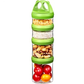 SELEWARE Food Storage Canisters Airtight Handy Portion Size Jars and Containers BPA Free Stackble Snack Pots Nut Box Leak Proof Twist Lock Formula Dispenser Gift 910ML Green