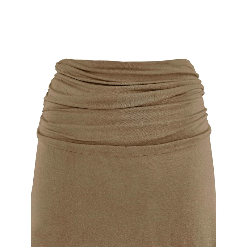 Laphilo Women's Plain Viscose Casual Elastic Waist Flared Midi Skirt