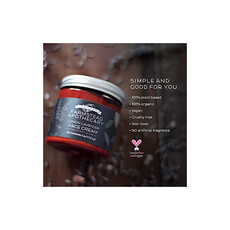 Farmstead Apothecary 100% Natural Anti-Aging Face Cream with Jojoba Oil,