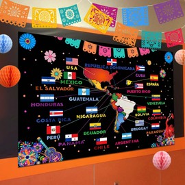 Hispanic Heritage Month Decorations, Spanish Classroom Decor - Latin American Map Banner, National Hispanic Heritage Month Decorations for Spanish Classroom, Bulletin Board, Bilingual Classroom Decor