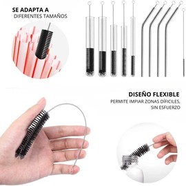 Set 13 Cepillos de Limpieza Limpia Popotes Pipas Botella Tubular Nailon 21cm Resistente Diferentes Medidas Multiuso para Hogar Laboratorio Oficina Biberon Termo Pajilla Limpiapipa 13 unidades