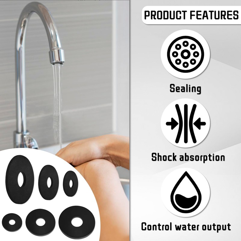 150 PCS Flat Rubber Washers Assortment Kit, Black Rubber Washers