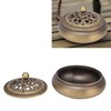 Antique Incense Burner Brass Holder with Lid Fireproof Cotton Interior