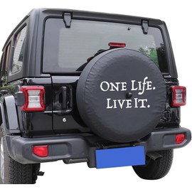 for Jeep Wrangler Spare Tire Cover Compatible with JL Sport & Sahara (2018-2025) 32-34 Inch, Thickened PVC Leather Waterproof Cover with Camera Cutout - Black One Life Live It Design