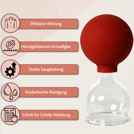 Lauschaer Glas 5er Schröpfglas-Set mit Ball 20-30-40-50-60mm zum professionellen, medizinischen,feuerlosen Schröpfen mundgeblasen, handgeformt, Schröpfglas, Schröpfgläser, Lauschaer Glas