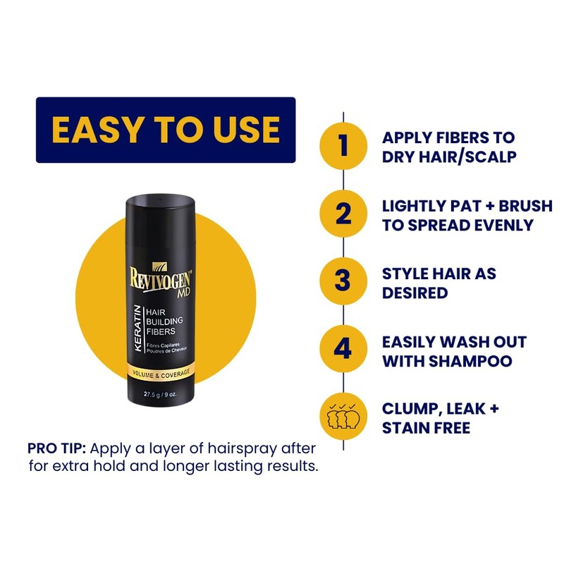 Revivogen MD Keratin Hair Building Fibers, Hairline Powder, Hair Fibers,