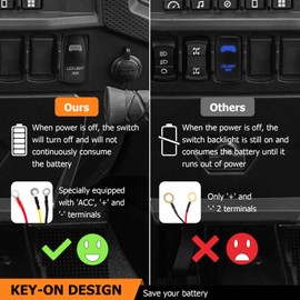 WeiSen 300W Key On LED Light Bar Wiring Harness w/Acc Terminal Rocker Switch Relay Fuse, 14AWG 1 Lead Compatible with Can Am Maverick R /X3 Fit Polaris Fit Honda Talon Teryx Mule UTV