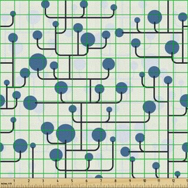 Ambesonne Geometric Fabric by The Yard, Abstract Lines Dots of Many Sizes Modern Pattern Ornamental Minimalistic, Decorative Fabric for Upholstery and Home Accents, 2 Yards, Eggshell Black