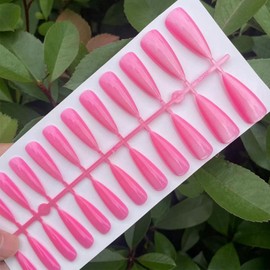 False Nails Cat Eye Press on Nails Glossy Dark Pink Cat Eye Acrylic Cat Eye Fake Nails Gel Glue on Nails for DIY Manicure Stick on Long Stiletto Nails for Coquette Women Girls Sparkly Cat Eye 24Pcs