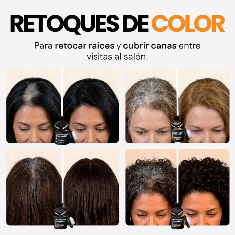Henrys Polvo para Retocar Raíces Negro 4g, Define Línea del