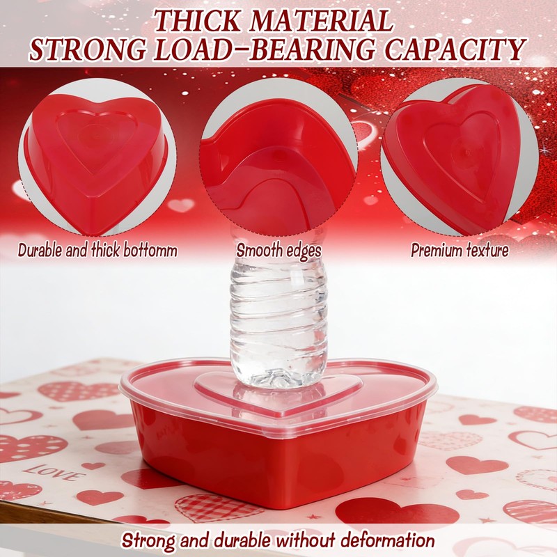 50Pcs Valentine's Day Heart Shaped Container Box, Reusable 16.9 Oz