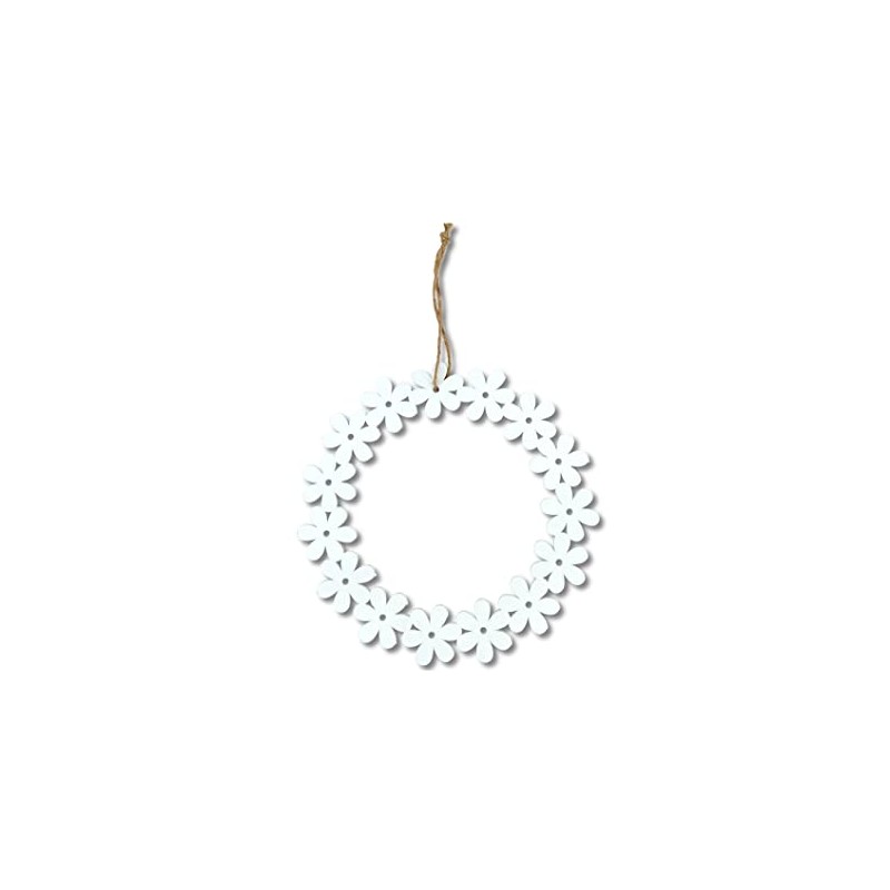 DARO DEKO Wooden Flower Wreath White Diameter 25 cm with