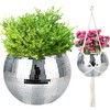 FGBNM Disco Ball Planter, 1pcs 10” Silver Disco Ball Planter,