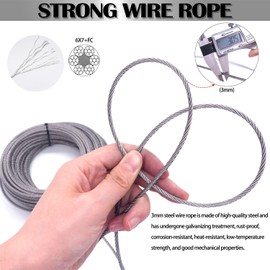 3 mm Wire Rope Steel Cable for Trellis Rustproof Rope, Lamp Suspension Rope with M5 Turnbuckles, Wire Rope Thimble