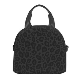 MOLAIGIN Black Grey Cool Leopard Insulated Lunch With Adjustable Shoulder Strap Bag Reusable Lunch Box Cooler Tote Bag For Men Women
