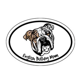 WickedGoodz Oval English Bulldog Mom Decal - Bull Dog Breed Bumper Sticker - for Laptops Tumblers Windows Cars Trucks Walls