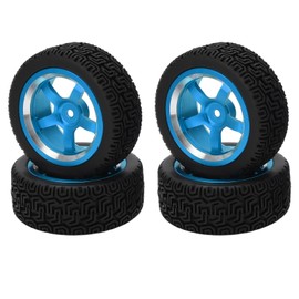 4Pcs RC Car Tire 1/10 Aluminium Alloy 5 Poke Wheel Accessory Set Kit for ReplacementBlue