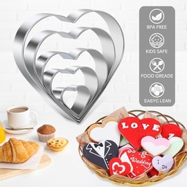 Juego de 5 cortadores de galletas de acero inoxidable con forma de corazn, para el da de San Valentn, cumpleaos, herramientas para hornear bodas (5...