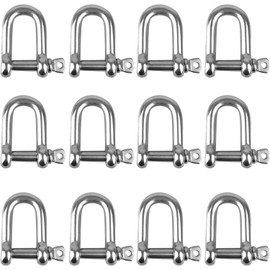 Shackle D Shape, 304 Stainless Steel D-Ring Shackle, M4 Stainless Steel Shackle, D Shackle, D Shackle, Stainless Steel, D Ring Shackle, Straight, for Rigging Steel Rope Cords Chains Shackles, Pack of