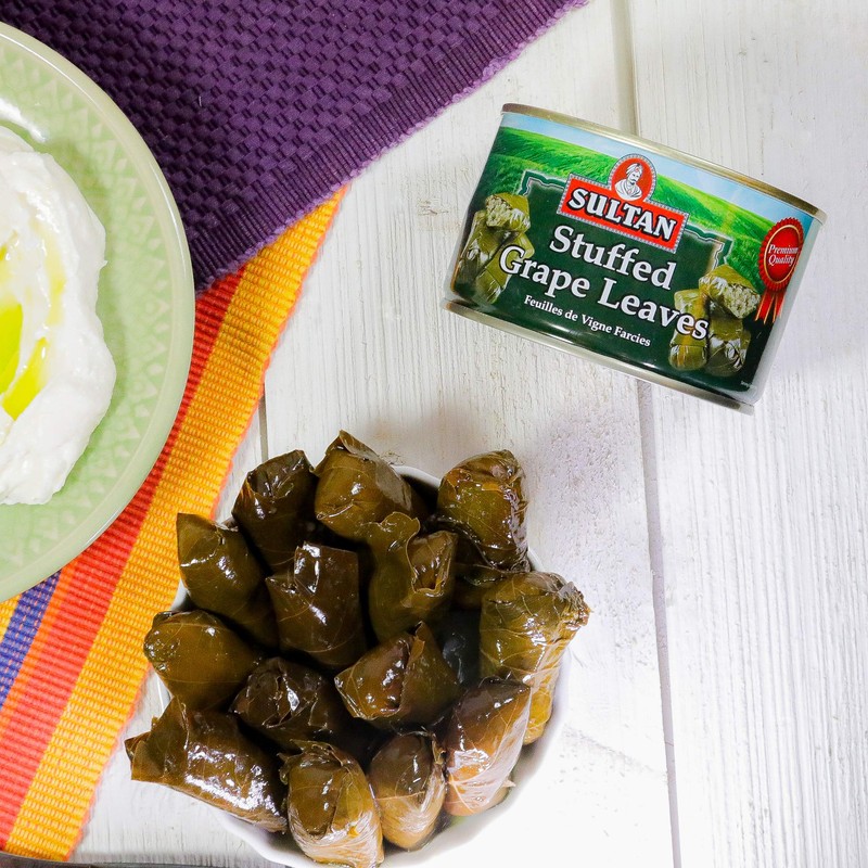 Sultan vegetarian Stuffed Grape Leaves, Precooked Premium Dolma, Dolmades. Perfect