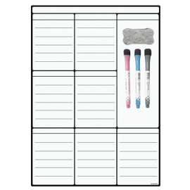 A3 Dry Erase Weekly Planner Board, 16" X 12" Multiple Use Magnetic Whiteboard Chore Chart – Daily, Weekly and Monthly Scheduling Activity, Reward, Fitness, Meal Prep for Pets, Kids, and Adults