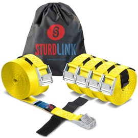 Cam Buckle Straps 2m 25mm 250kg + Transport Bag | Set of 6 | Heavy Duty Adjustable Lashing Strap for Roof Racks, Bicycle Carriers, Luggage, Trailer | Professional Quality | EN12195-2