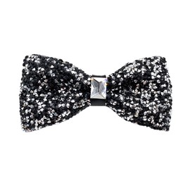 Lufdegim Sequin Rhinestone Bow Tie for Men Glitter Bow Tie Adjustable Pre-tied Bow Tie Glitter for Wedding, Carnival, Fancy Dress, Stag Night Dance Party Costume, black