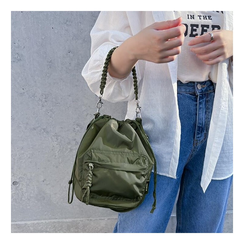 JOKnet Mail-bin SOBIA Cord Knitting 2-Way Drawstring Shoulder Bag, Women's,