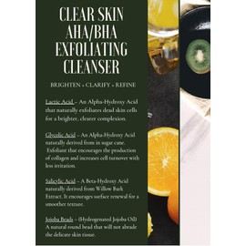 Clear Skin AHA/BHA Exfoliating Cleanser (8 oz) - Gentle Acne Face Wash with Glycolic Acid and Jojoba Beads - Safe for All Skin Types