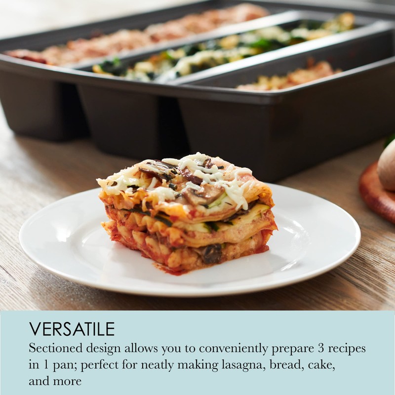 Chicago Metallic Professional Lasagna Trio Pan, Perfect for loaf breads,
