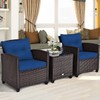 Tangkula 3 Pieces Patio Furniture Set, PE Rattan Wicker 3