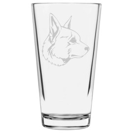 Etched Laser Art Indian Spitz Dog Themed Etched All Purpose 16oz Pint Glass
