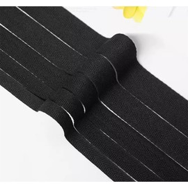 50 Yards Cotton Soft Twill Tape Ribbon 1/2 inch,Natural bias Tape Herringbone Webbing Tape for Sewing DIY Crafts Home Decor (Black, 1/2Inch)