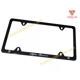 Exotic Carbon Fiber Alfa Romeo White Text & Color Logos 4 Hole Slim Carbon Fiber License Plate Frame