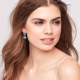 HELORET - arete de estrella de circonita cúbica para mujer, aretes de circonita cúbica delicada, joyería de regalo, Latón, Circonia cúbica