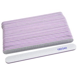 25Pcs 180/240 Grit Nail Files, Professional Nail Files Set for Natural or Acrylic Nails, Double-Sided Fingernails Buffer File for Home Salon - Grey