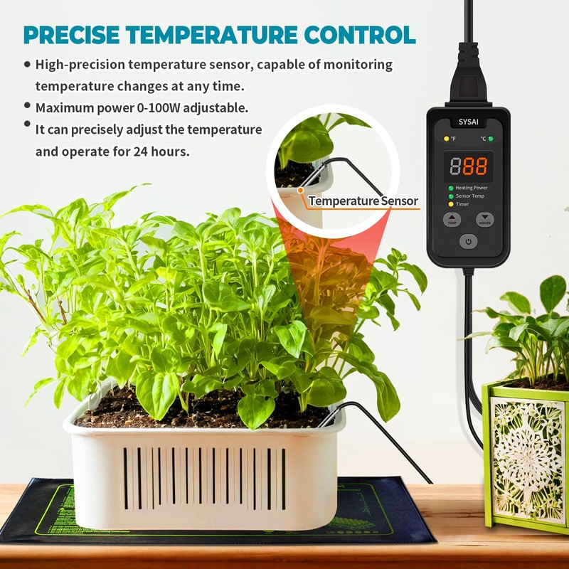 SYSAI Temperature Controller for Reptile Tank, Heat Mat, Seed Germination,